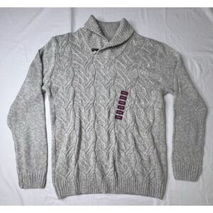 NWT Method Cable Knit Sweater Mens XLarge Gray Cotton Fisherman Pullover‎